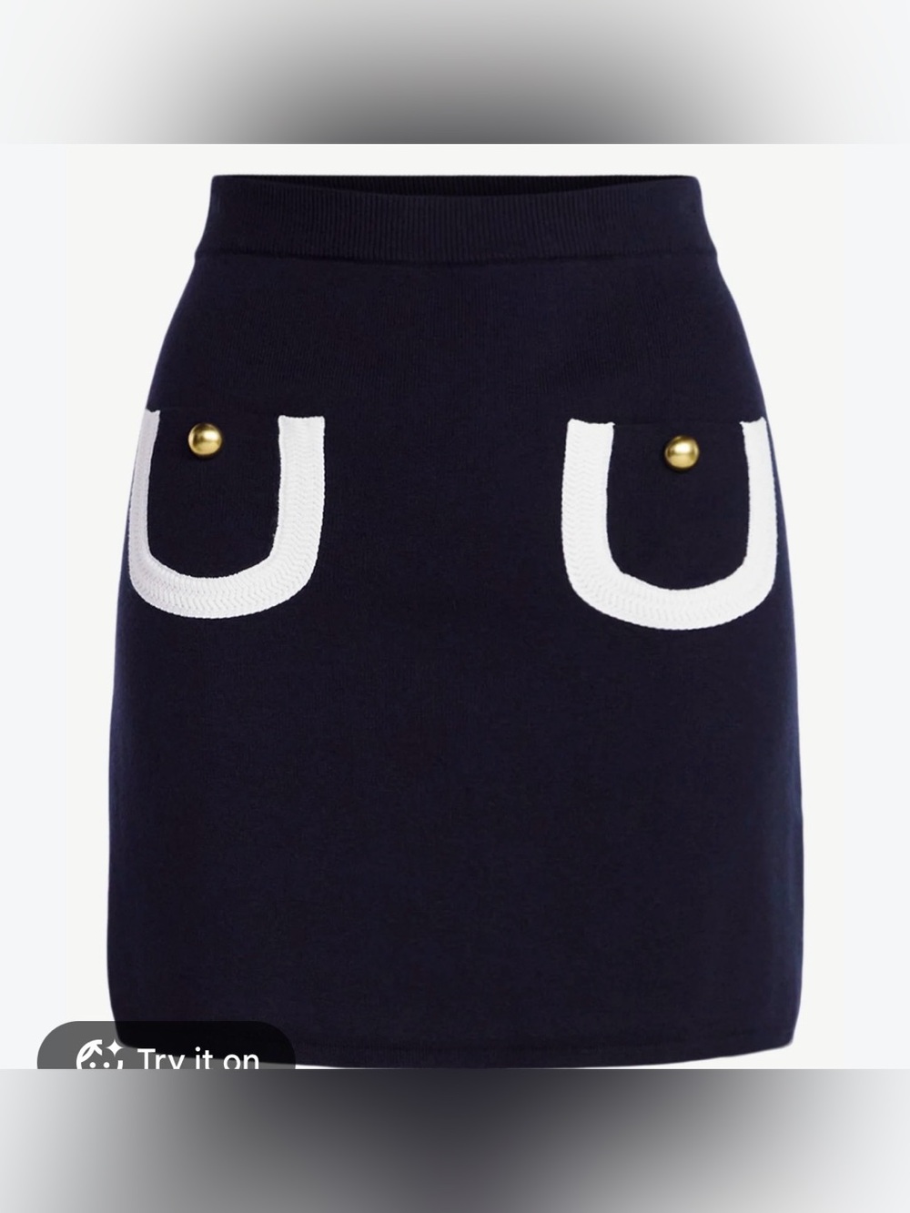 NWT free assembly Navy Knit Pocket Mini Skirt with Contrast Trim XS